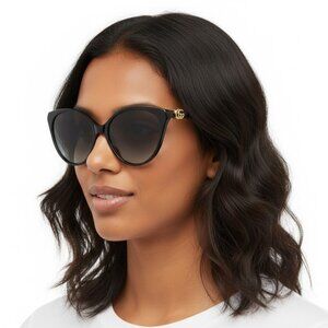 New Authentic Gucci Womens Cat Eye Black Black Grey Fashion Designer Eyewear